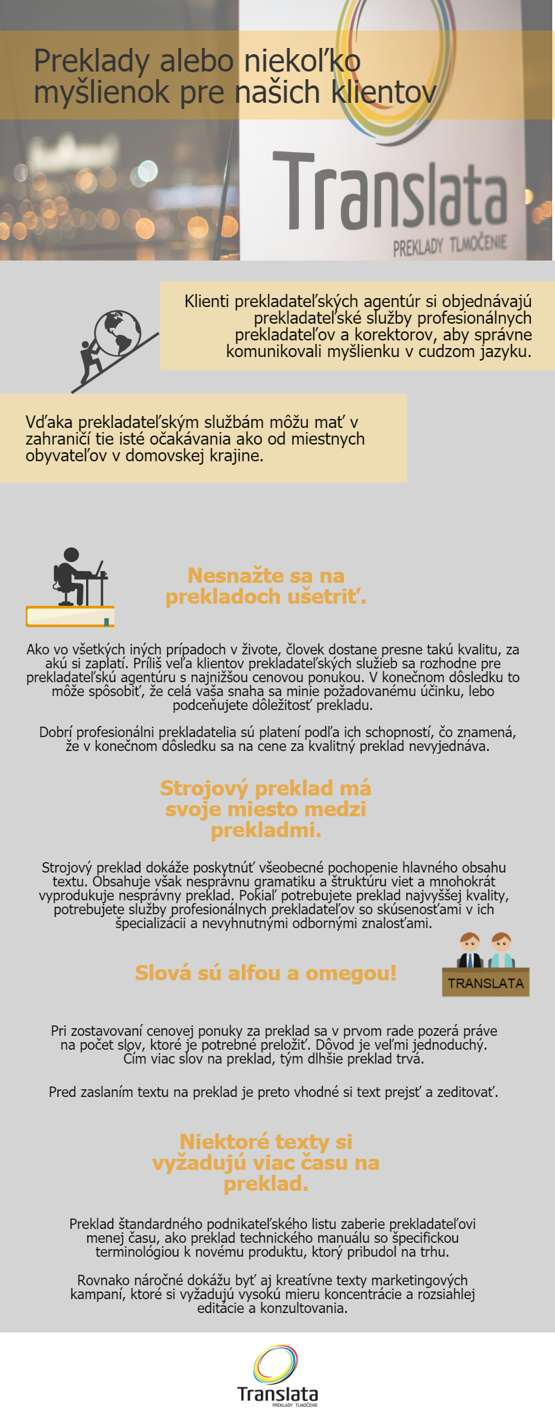 Preklady a myšlienky pre klientov Translaty infografika