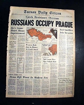 Russians occupy Prague front page headlines