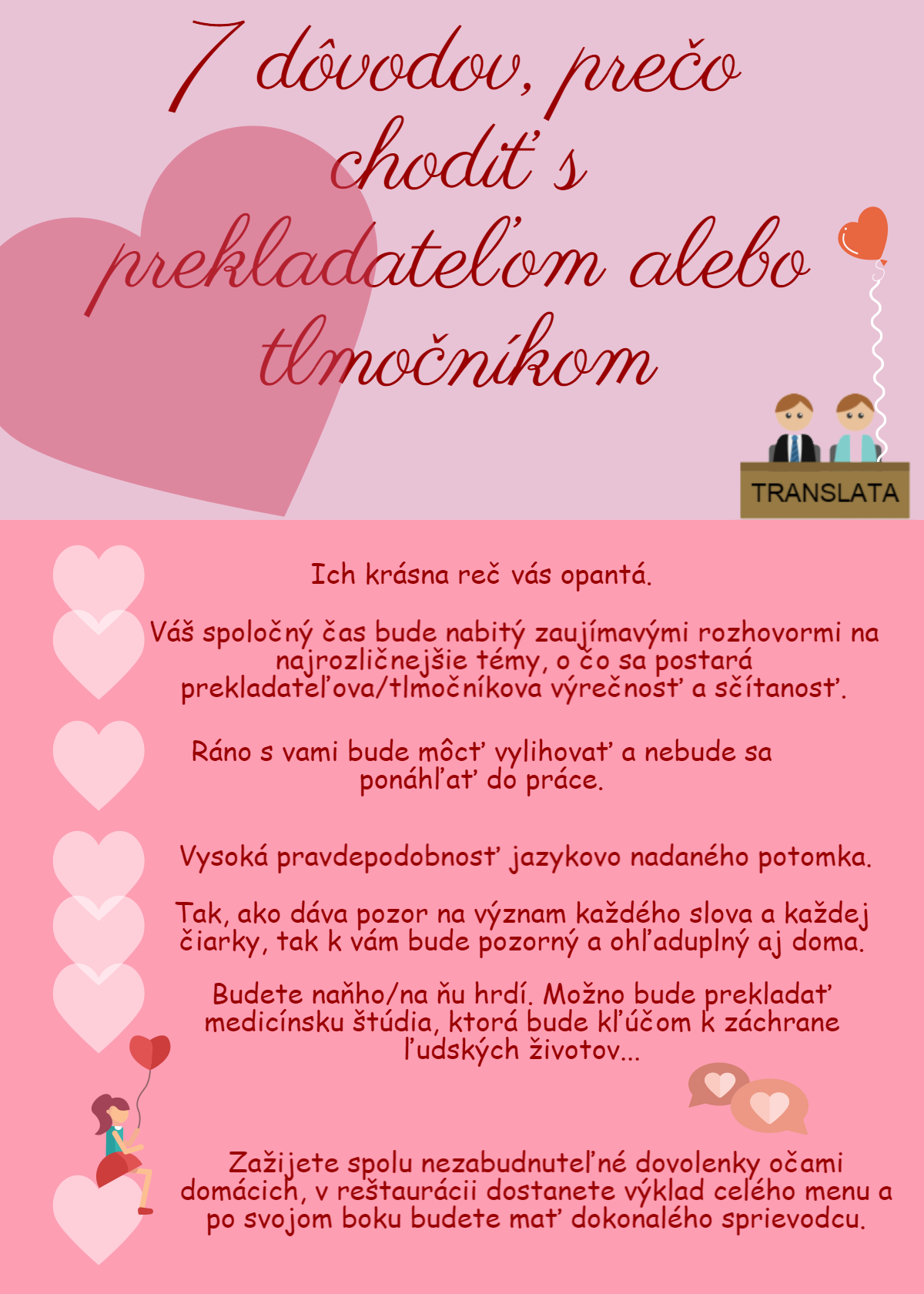 Prečo chodiť s prekladateľom infografika